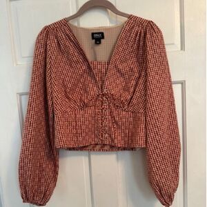 Only Love Urbanized Cottage Core gingham print corseted cropped top, M
